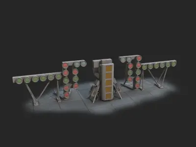 Fresnel lensoptical aid system of Aircraft Carrier Low-poly 3D model