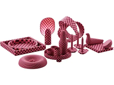 Living contemporary nature accessories decor set  3D model