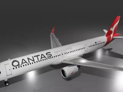 Qantas airbus a321 neo xlr low poly 3D Model Low-poly 3D model