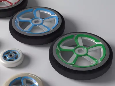 Industrial Wheels and Casters Collection Low-poly 3D model