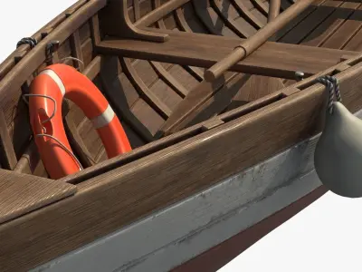Wooden Boat Low-poly 3D model