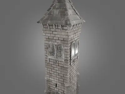 Medieval tower game ready Low-poly 3D model