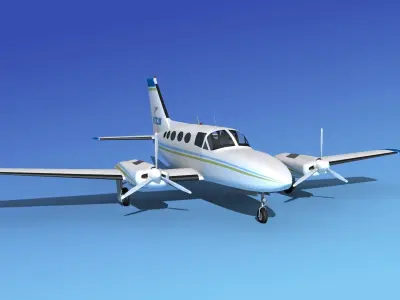 Cessna 414A Chancellor V07 3D model