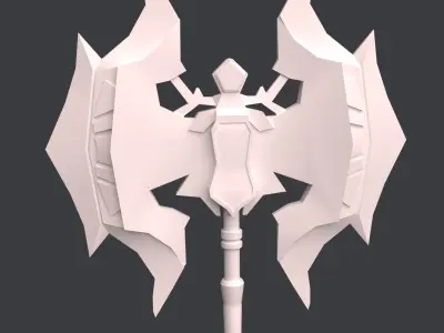 Double-Headed War Axe with Flames Low-poly 3D model