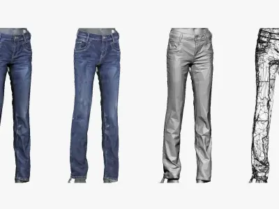 001273 blue jeans Low-poly 3D model