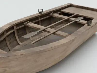 Game Ready Boats Pack - 3 Wooden Boats Low-poly 3D model