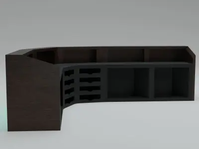 Modern Wooden Reception Desk Low-poly 3D model