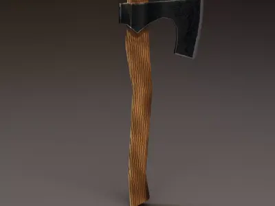 Viking Battle Axe with thick blade Free low-poly 3D model