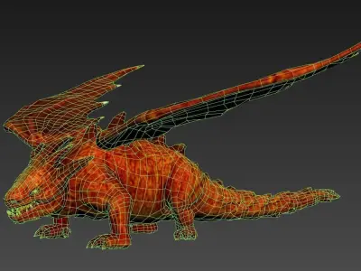 Stylized RedDragon Low-poly 3D model