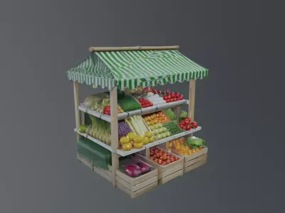 fruit vendor stall Free 3D model