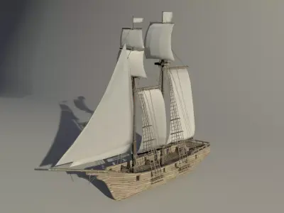 Topsail schooner ship roblox Low-poly 3D model
