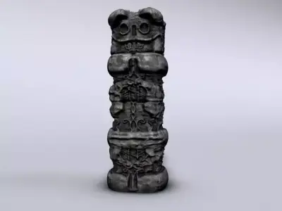 Stone totem module Low-poly 3D model