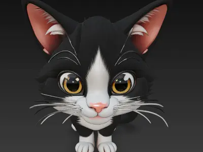 Cat Kitten Realistic 3D Model Basic - Low Poly Realistic  Low-poly 3D model