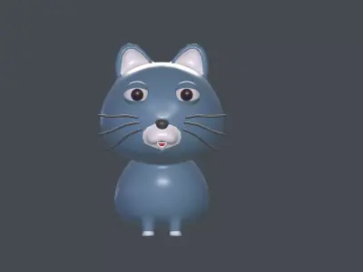 Cat cute cartoon Rigged model  Low-poly 3D model