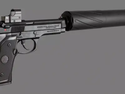 M9A1 With Silencer Reddot Low-poly 3D model