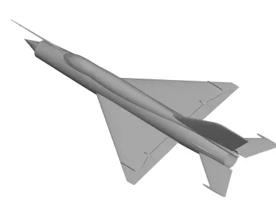 MiG-21 fighter jet flying in sky 3D model