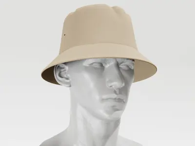 Bucket Hat - Beige PBR 4K Low-poly 3D model