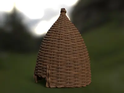 Wicker Beehive Low-poly 3D model