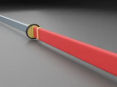 Katana 3D model Low-poly game-ready samurai sword Free low-poly 3D model