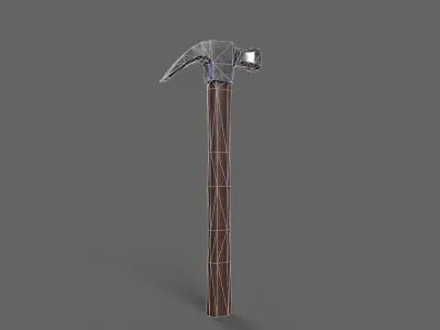 PBR Claw Hammer Wood3 Low-poly 3D model