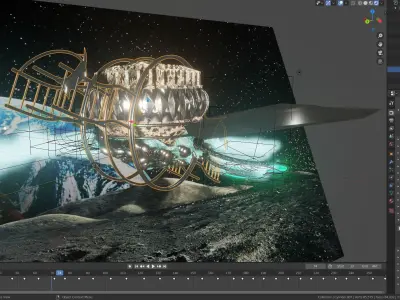 sci-fi ship with animations 3D model
