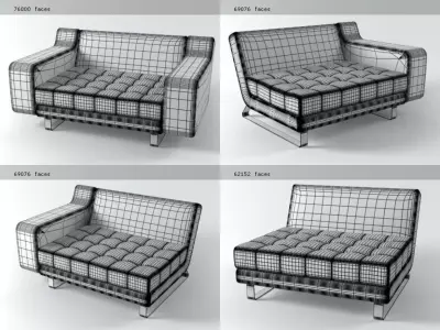 Armchair four different sofas Free 3D model