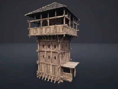 MEDIEVAL WATCHTOWER TOWER FORT FORTRESS CASTLE WALLS AAA NEXTGEN Low-poly 3D model