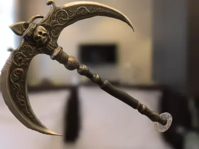 Dark Skull Battle Scythe Low-poly 3D model