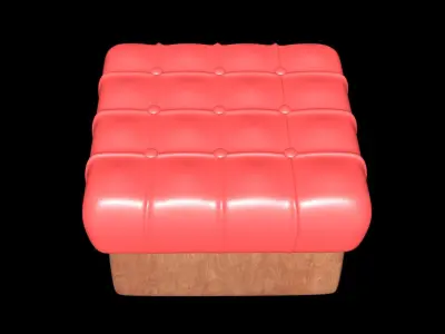 Tufted Leather Ottoman Free 3D model