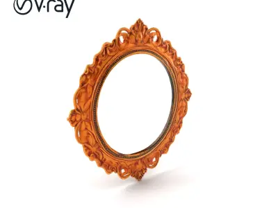 Ornate Antique Gold Mirror Floral Frame model pack Low-poly 3D model