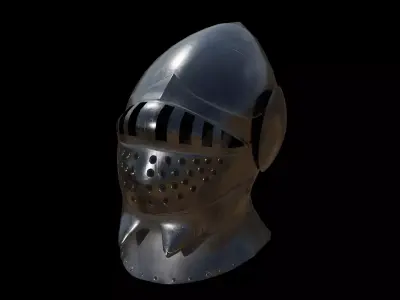 Medieval Knight Helmet Game-Ready PBR 3D Model Low Poly Low-poly 3D model
