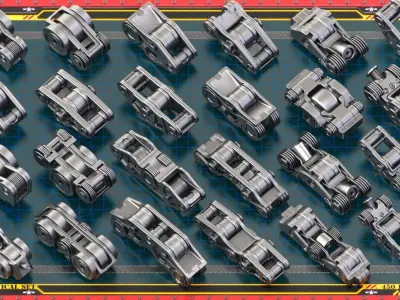 Sci-Fi Hard Surface Mechanical KITBASH 450 DETAILS 3D model