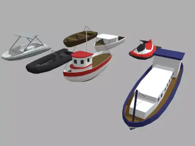 Low Poly Boats Pack 01 Low-poly 3D model