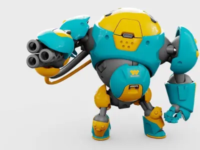 MILITARY BOT S-F500 RIGGED 3D model