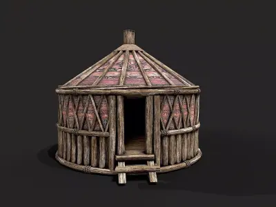 Traditional Yurt Nomads Tent with Interior 5 Low-poly 3D model