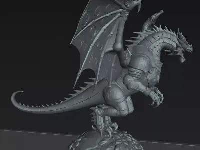 Dragon Golden Armored Dragon STL DnD Tabletop Miniature 3D   3D print model
