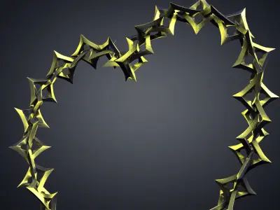 tool Chains editable link metal plated steel anchor 3D model