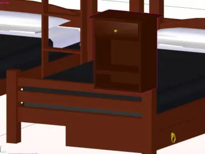 triple bunkbeds and furniture Free 3D model