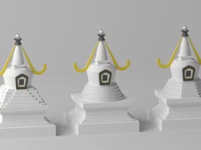 Tibetan Buddhist White Stupa Low-poly 3D model