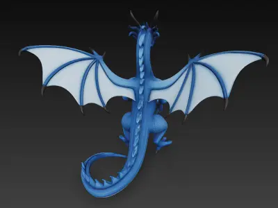 Dragon Blue Realistic 3D Model Basic - Low Poly Realistic Low-poly 3D model