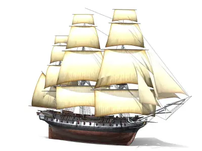 USS Essex 1799 Frigate Low-poly 3D model