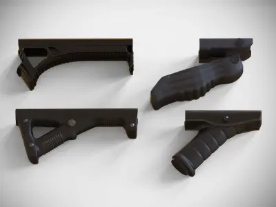 Foregrip Attachments Pack - Vertical - Angled - Folding - Bipod Low-poly 3D model