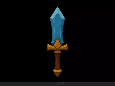 Stylized Frost Dagger Game Ready - AI Low-poly 3D model