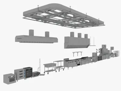 Commercial Kitchen Equipments 3D model
