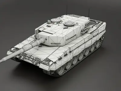 Tank Leopard 2A4 Game Ready PBR-materials Low-poly 3D model