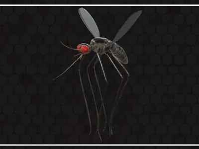Mosquito with eyes Low-poly 3D model