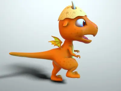 Cartoon baby dragon Low-poly 3D model