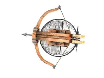 Low Poly Balista with Arrow Holder - 2K Textured 3D Model Low-poly 3D model