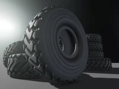 Wheel Loader Tyres Low-Poly Version Low-poly 3D model