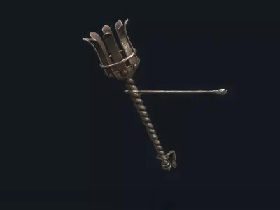 Medieval Torch metall Low-poly 3D model